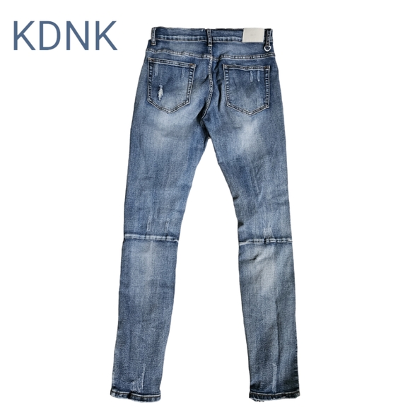 KDNK 11 4 14 11 Destroyed Knee Ankle Zip Jeans - Picture 4 of 8